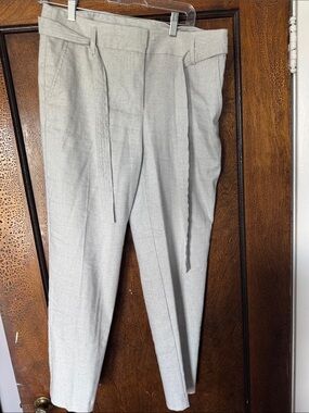 LOFT Light Gray Women’s  Pleat-Front Dress Pants with Self Tie